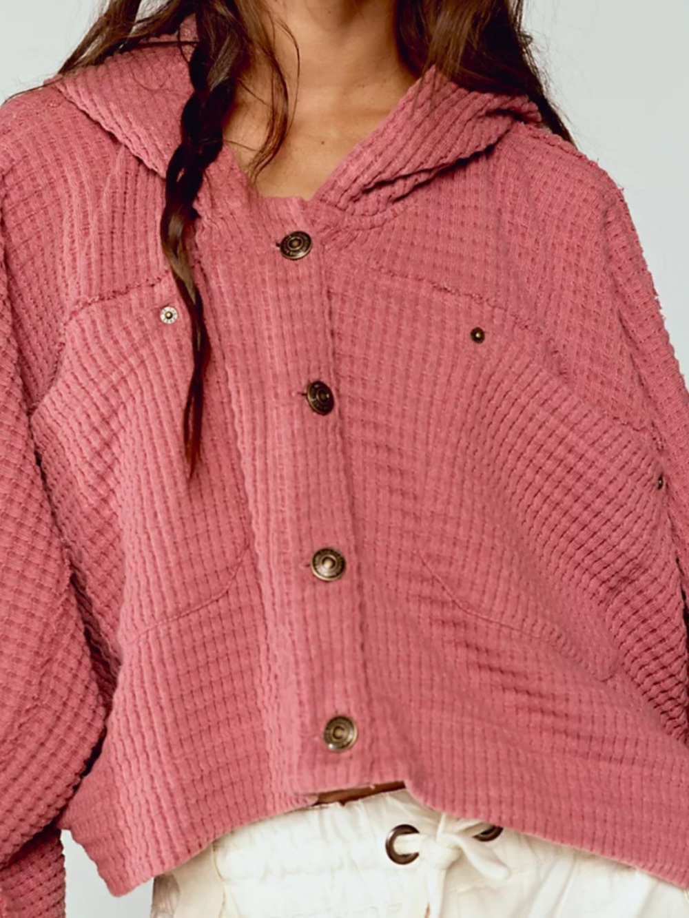 Free People Lolli Swing Cardi- Rose elegance is color. Oversized fit. Size S-XL